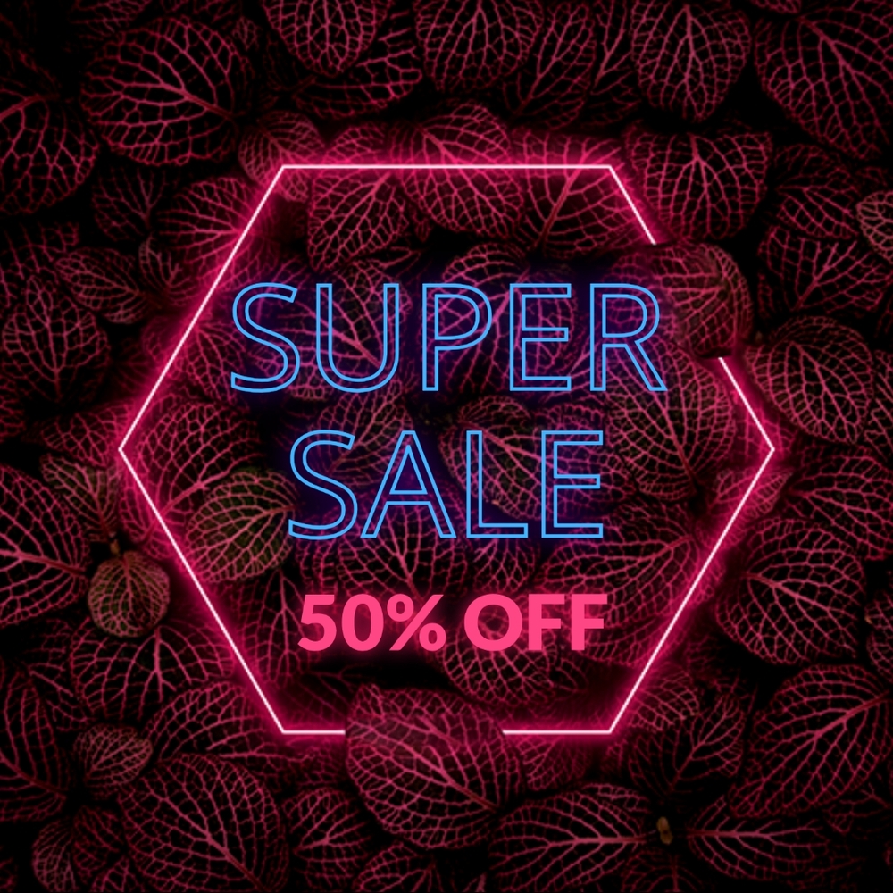 Neon Super Sale Sign Whole closet 50%Off Till Sunday